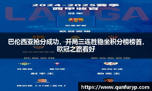 巴伦西亚抢分成功，开局三连胜稳坐积分榜榜首，欧冠之路看好